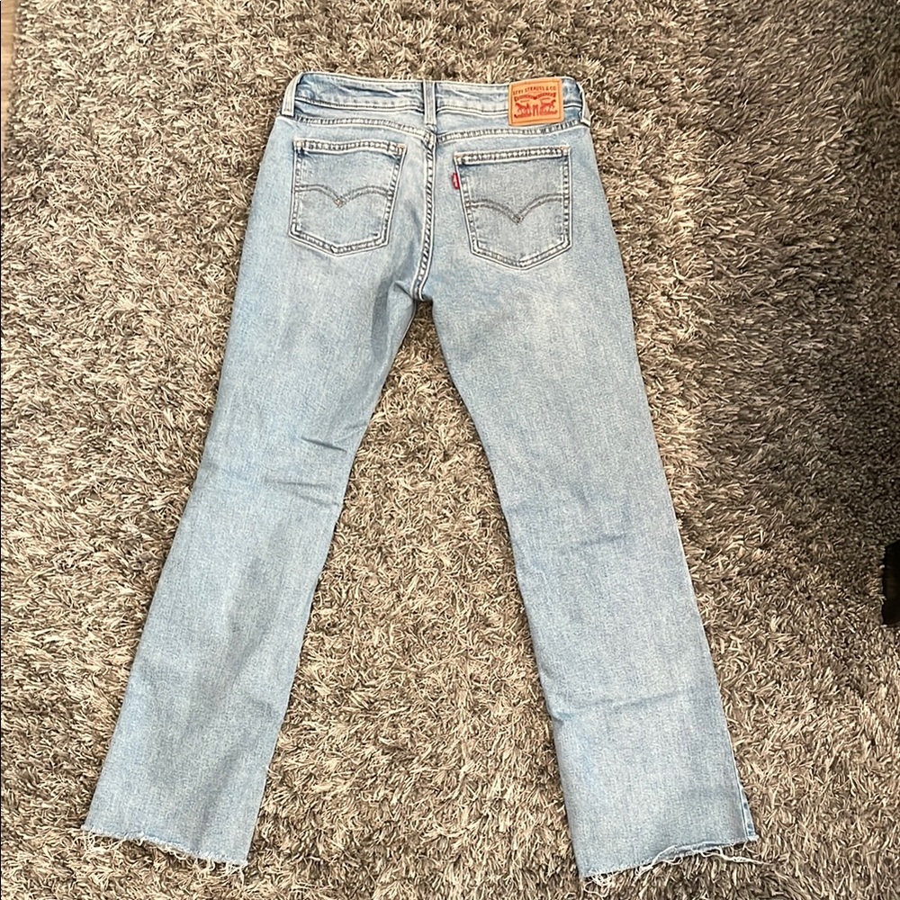 Levi's Women's Light Wash Blue Jeans distressed superlow boot cut